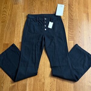 Electric & Rose Black Button-Fly High-Waist Pants